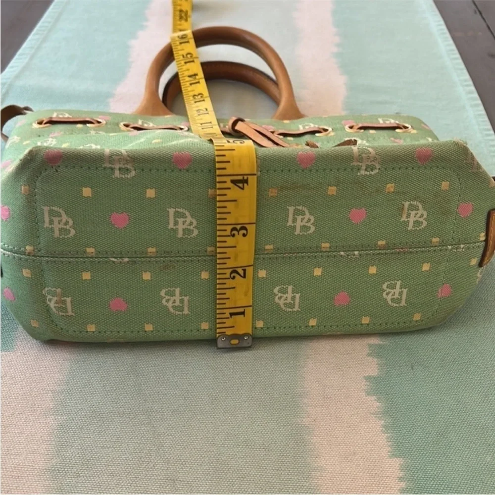 Dooney & Bourke DB Logo Heart Print Canvas Leather Tassel Bag - Picture 12 of 14
